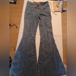 SO Juniors Lace-Up Long Flare Jeans